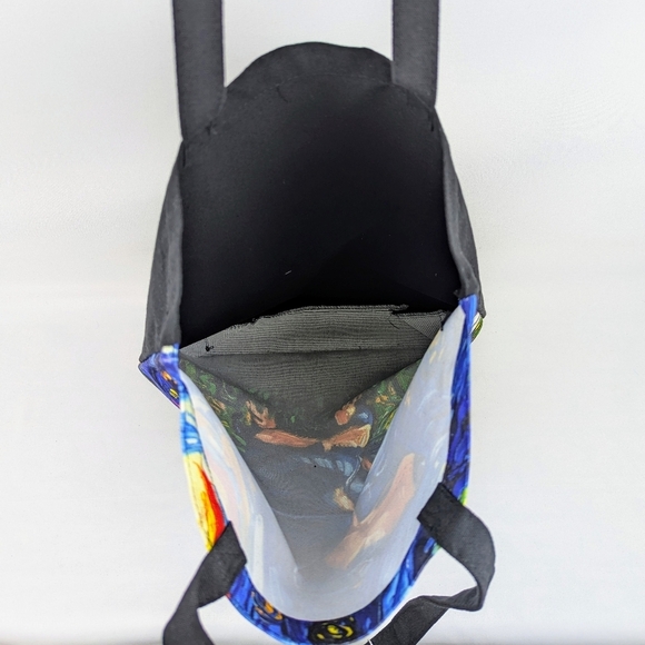 Tote Bag Black Tan Dachshund Night By Aja Trier Poly Poplin Multicolor Print NWT - Picture 6 of 9